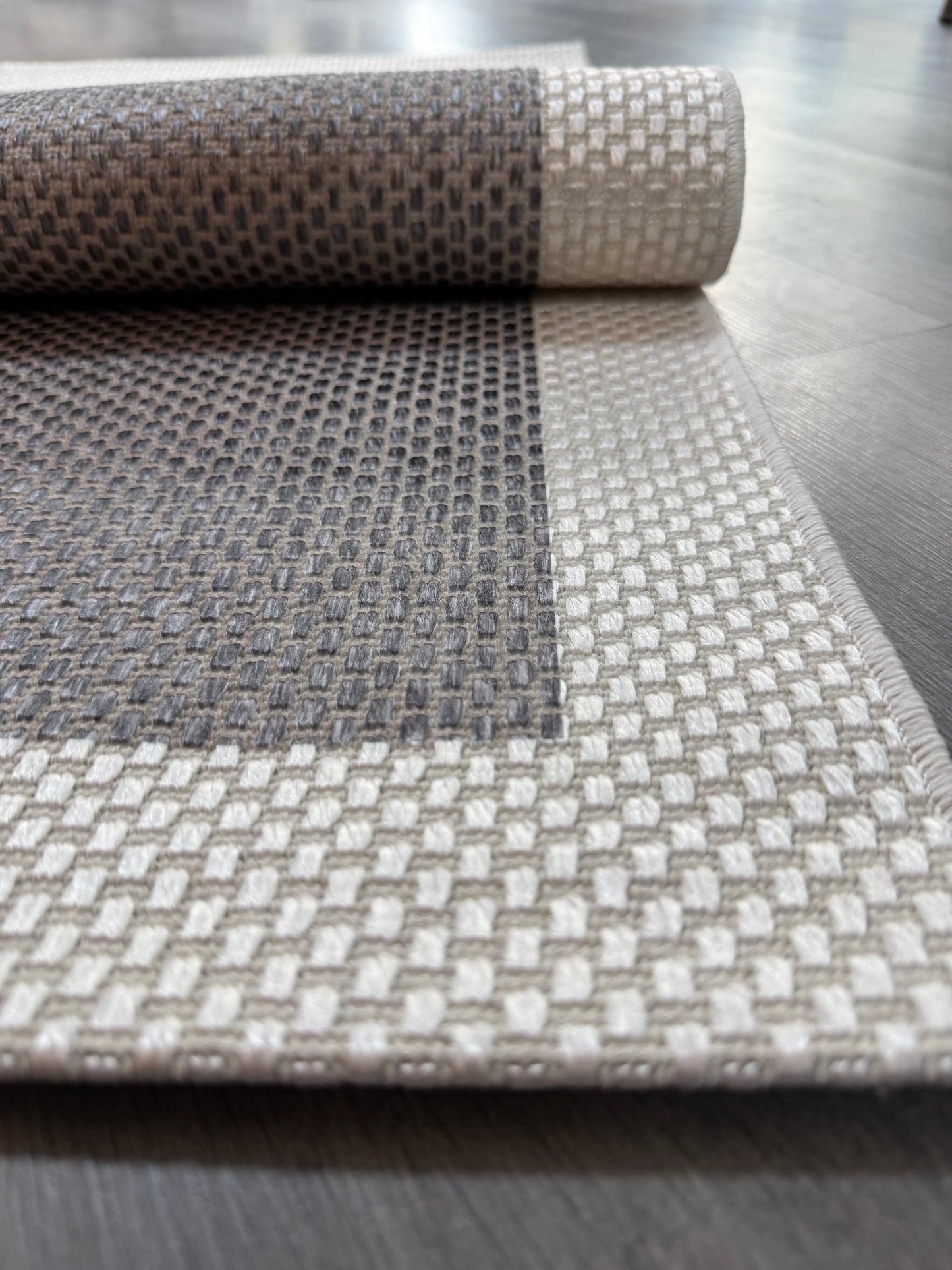 Natura Sisal NTR 06 Krem Antrasit Sisal Dokuma Halı - NTR 06