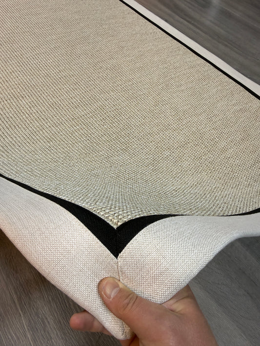 Himalaya Krem Siyah Çift Renk Kumaş Bordürlü 664 Krem Sisal Halı - El Yapımı, Dayanıklı, Modern Tasarım - HVHB26