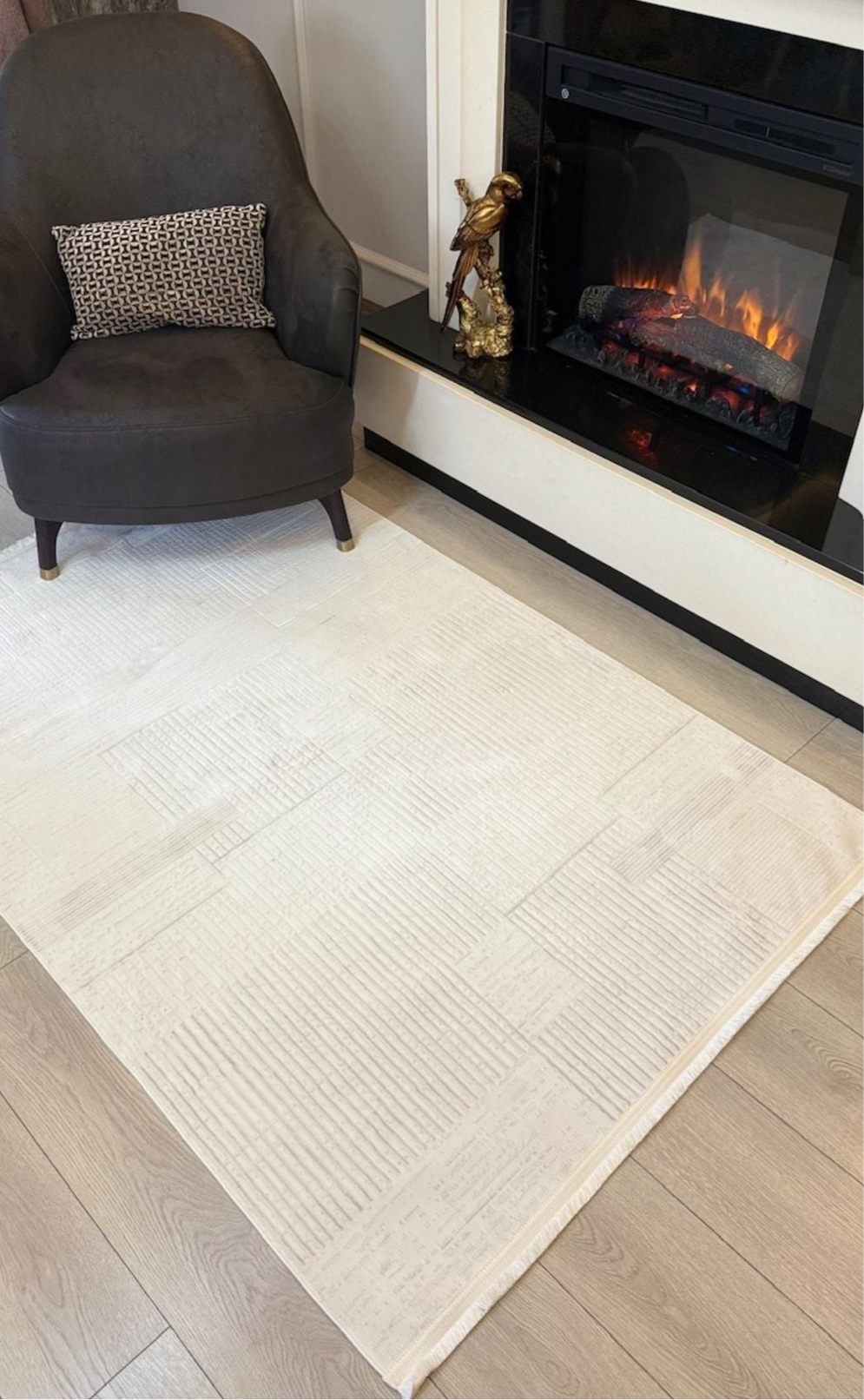 Halı Vagonu Zen Koleksiyonu ZEN01 Beyaz İnce Yıkanabilir Kaymaz Tabanlı Makine Halısı