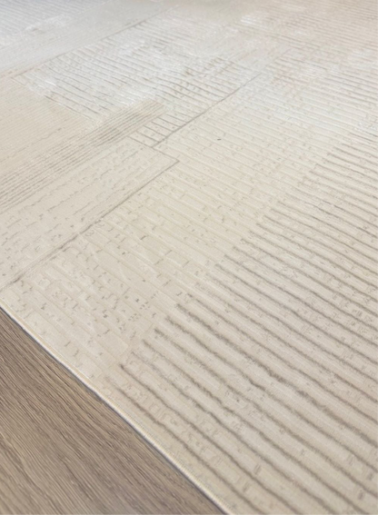 Halı Vagonu Zen Koleksiyonu ZEN01 Beyaz İnce Yıkanabilir Kaymaz Tabanlı Makine Halısı