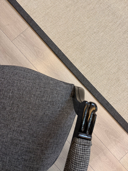 Himalaya Gri Antrasit Ekose Bordürlü 664 Krem Sisal Halı - El Yapımı, Dayanıklı, Modern Tasarım - HVHB27