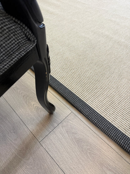 Himalaya Gri Antrasit Ekose Bordürlü 664 Krem Sisal Halı El Yapımı Dayanıklı Tasarım - HVHB27 - HALI VAGONU