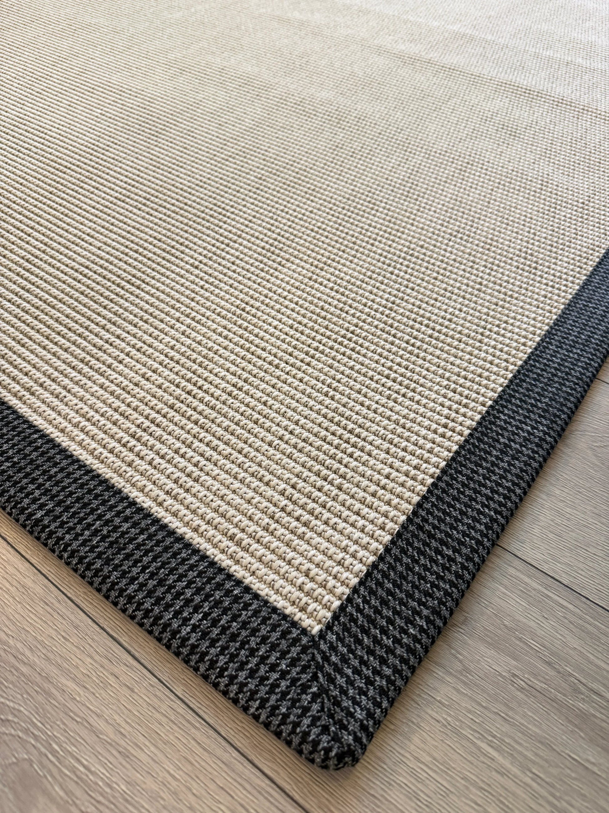 Himalaya Gri Antrasit Ekose Bordürlü 664 Krem Sisal Halı El Yapımı Dayanıklı Tasarım - HVHB27 - HALI VAGONU