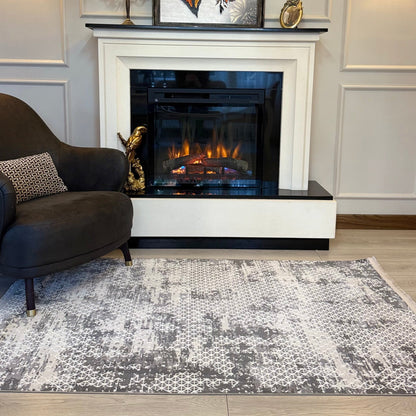 Halı Vagonu Zen Koleksiyonu ZEN08 Gri İnce Yıkanabilir Kaymaz Tabanlı Makine Halısı