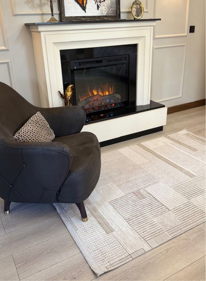 Halı Vagonu Zen Koleksiyonu ZEN02 Kahve Bej İnce Yıkanabilir Kaymaz Tabanlı Makine Halısı