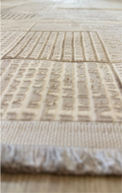 Halı Vagonu Zen Koleksiyonu ZEN02 Kahve Bej İnce Yıkanabilir Kaymaz Tabanlı Makine Halısı