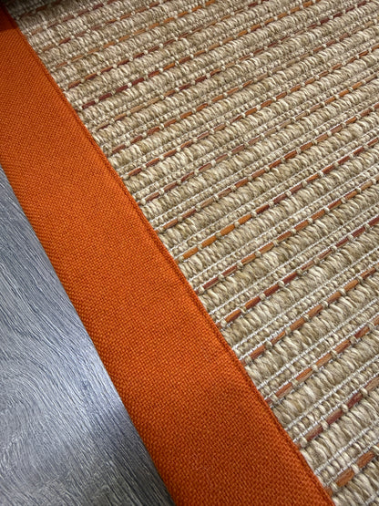 Zahara 01 Naturel Terra  - P64-01 Turuncu Kumaş Bordürlü Sisal Halı - HVZB50
