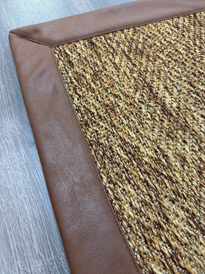 Himalaya Kahve Deri Bordürlü 665 Kahve Sisal Halı - El Yapımı, Dayanıklı, Modern Tasarım - HVHB34 - HALI VAGONU
