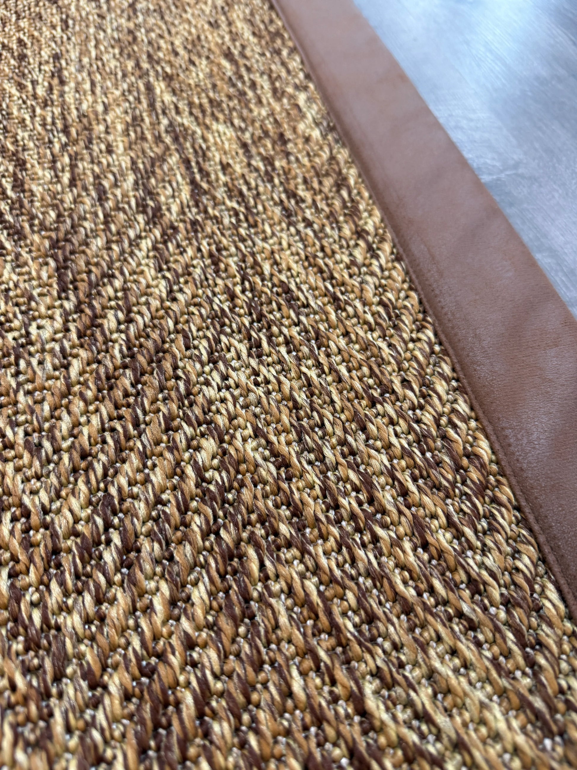 Himalaya Kahve Deri Bordürlü 665 Kahve Sisal Halı - El Yapımı, Dayanıklı, Modern Tasarım - HVHB34 - HALI VAGONU