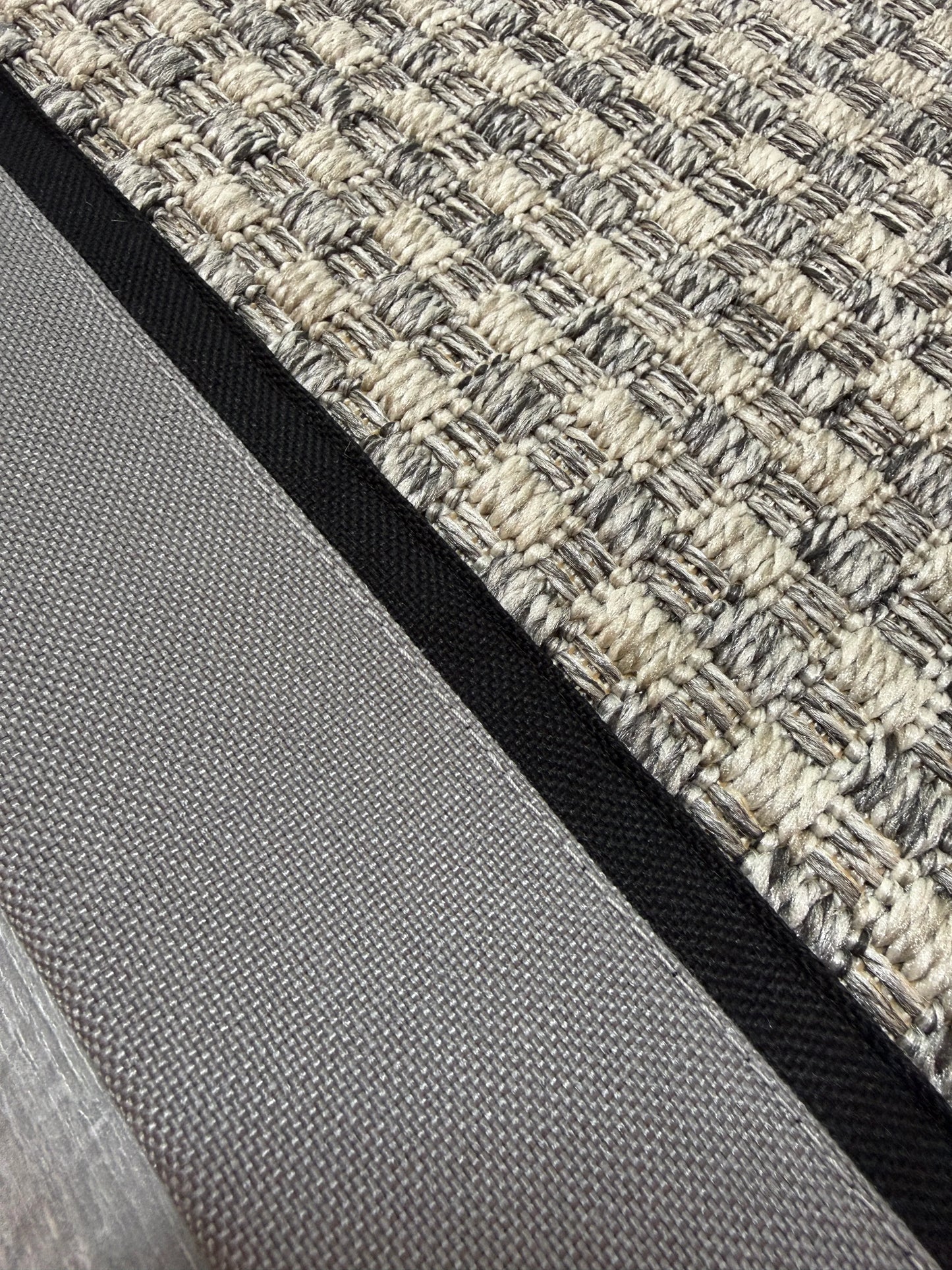 Himalaya 667 Gri Siyah Çift Renk Kumaş Bordürlü Sisal Halı - El Yapımı, Dayanıklı, Modern Tasarım - HVHB31 - HALI VAGONU