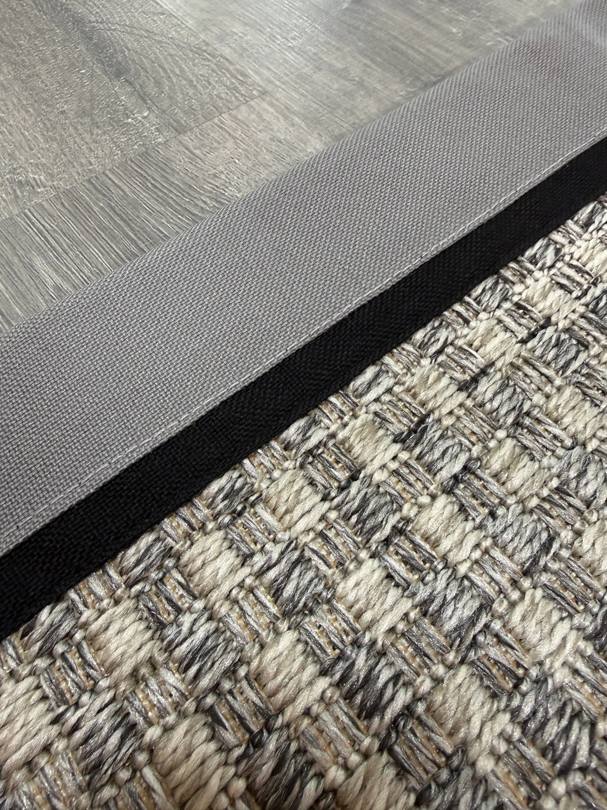 Himalaya 667 Gri Siyah Çift Renk Kumaş Bordürlü Sisal Halı - El Yapımı, Dayanıklı, Modern Tasarım - HVHB31 - HALI VAGONU