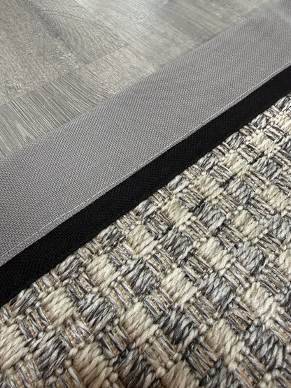 Himalaya 667 Gri Siyah Çift Renk Kumaş Bordürlü Sisal Halı - El Yapımı, Dayanıklı, Modern Tasarım - HVHB31 - HALI VAGONU