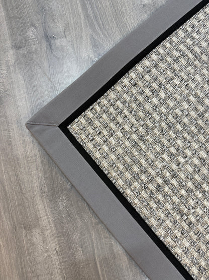 Himalaya 667 Gri Siyah Çift Renk Kumaş Bordürlü Sisal Halı - El Yapımı, Dayanıklı, Modern Tasarım - HVHB31 - HALI VAGONU