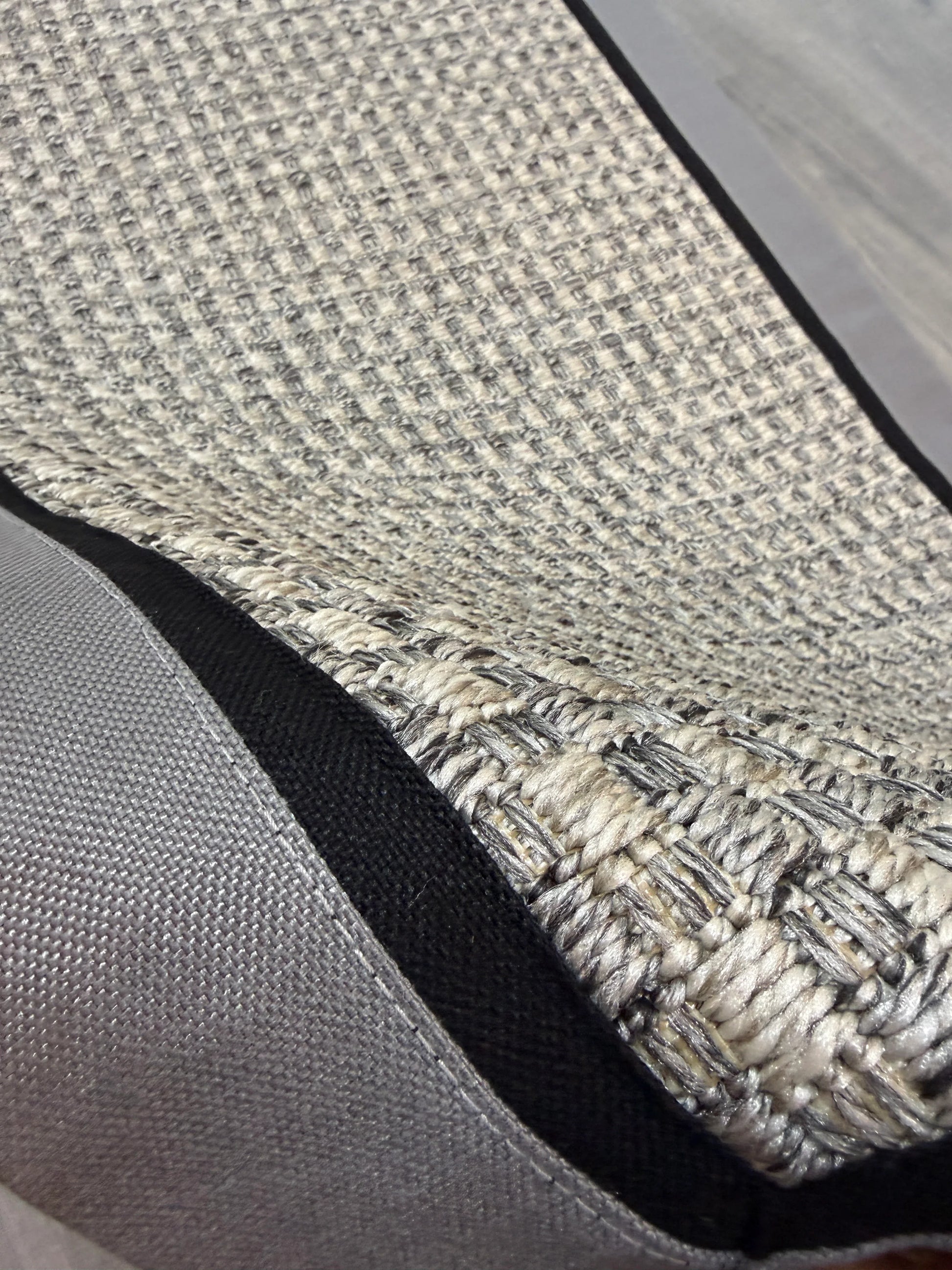 Himalaya 667 Gri Siyah Çift Renk Kumaş Bordürlü Sisal Halı - El Yapımı, Dayanıklı, Modern Tasarım - HVHB31 - HALI VAGONU