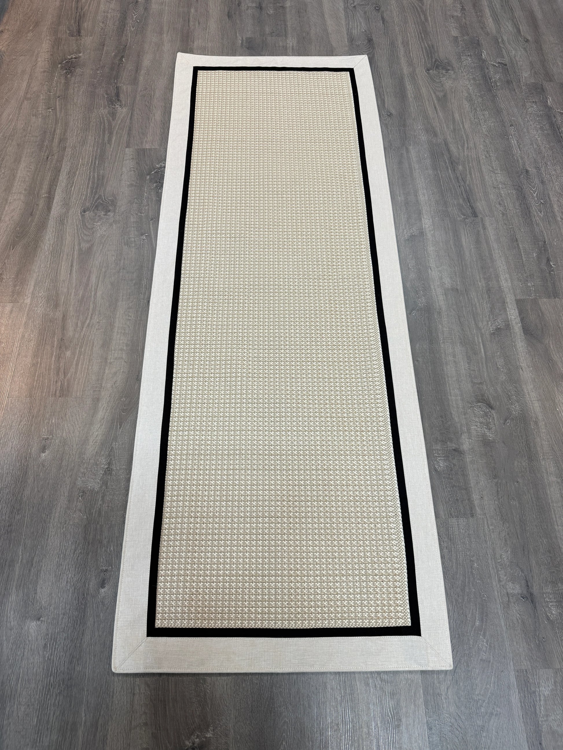 9902 Krem Çift Kumaş Çerçeveli Krem Sisal Halı - El Yapımı, Dayanıklı, Modern Tasarım -HVSB09 - HALI VAGONU