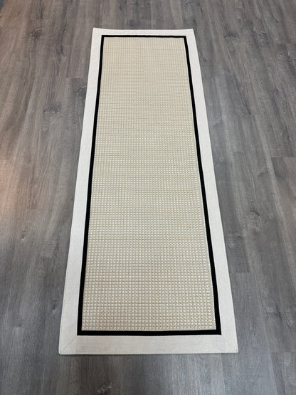 9902 Krem Çift Kumaş Çerçeveli Krem Sisal Halı - El Yapımı, Dayanıklı, Modern Tasarım -HVSB09 - HALI VAGONU