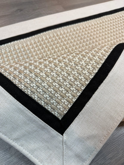 9902 Krem Çift Kumaş Çerçeveli Krem Sisal Halı - El Yapımı, Dayanıklı, Modern Tasarım -HVSB09 - HALI VAGONU