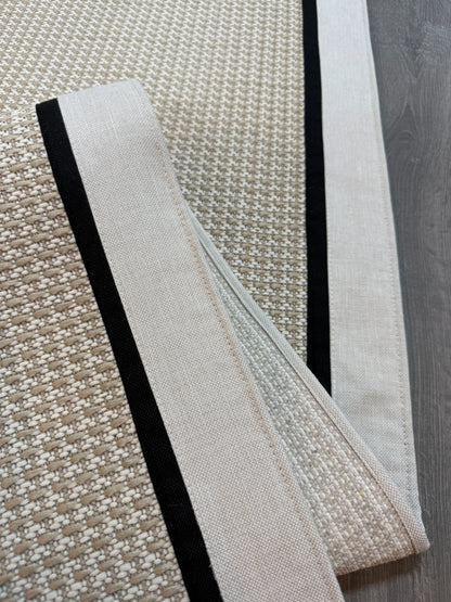 9902 Krem Çift Kumaş Çerçeveli Krem Sisal Halı - El Yapımı, Dayanıklı, Modern Tasarım -HVSB09 - HALI VAGONU