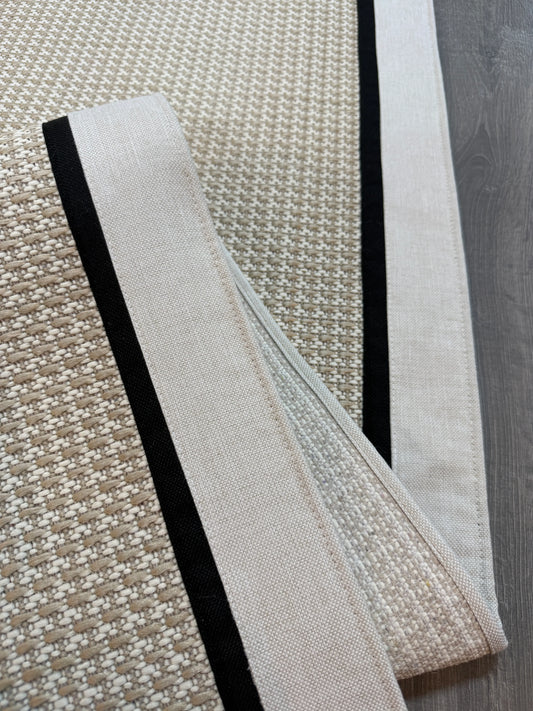 9902 Krem Çift Kumaş Çerçeveli Krem Sisal Halı - El Yapımı, Dayanıklı, Modern Tasarım -HVSB09