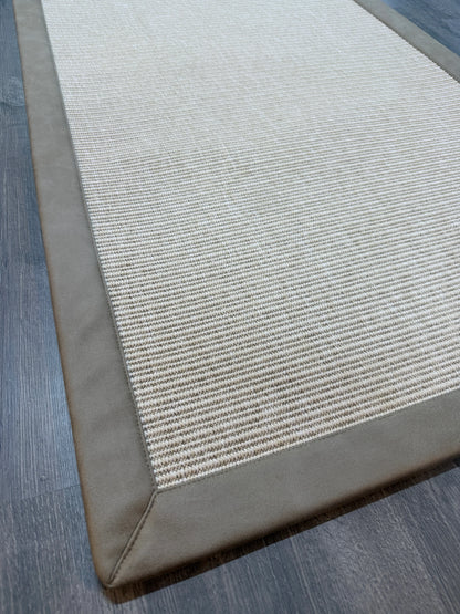 Himalaya Bej Deri Bordürlü 663 Krem Sisal Halı - El Yapımı, Dayanıklı, Modern Tasarım - HVHB33 - HALI VAGONU