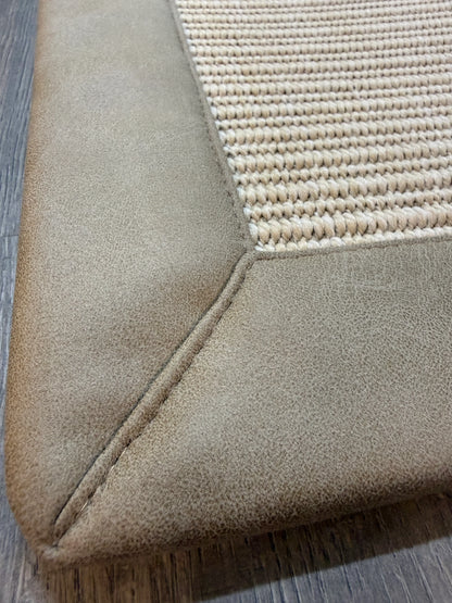 Himalaya Bej Deri Bordürlü 663 Krem Sisal Halı - El Yapımı, Dayanıklı, Modern Tasarım - HVHB33 - HALI VAGONU