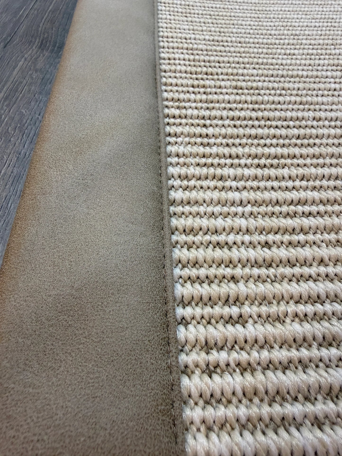 Himalaya Bej Deri Bordürlü 663 Krem Sisal Halı - El Yapımı, Dayanıklı, Modern Tasarım - HVHB33 - HALI VAGONU