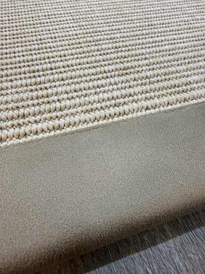 Himalaya Bej Deri Bordürlü 663 Krem Sisal Halı - El Yapımı, Dayanıklı, Modern Tasarım - HVHB33 - HALI VAGONU