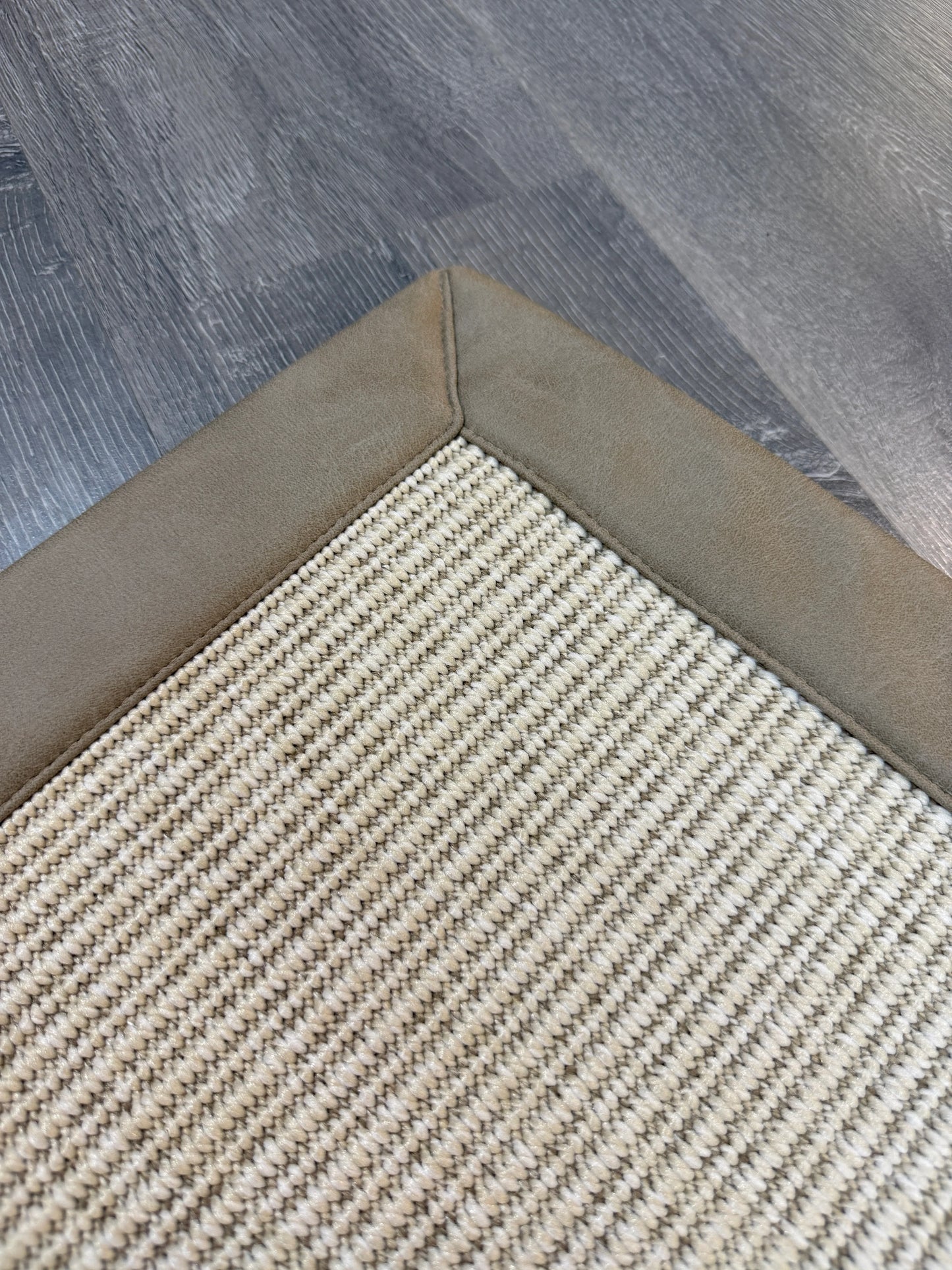 Himalaya Bej Deri Bordürlü 663 Krem Sisal Halı - El Yapımı, Dayanıklı, Modern Tasarım - HVHB33 - HALI VAGONU