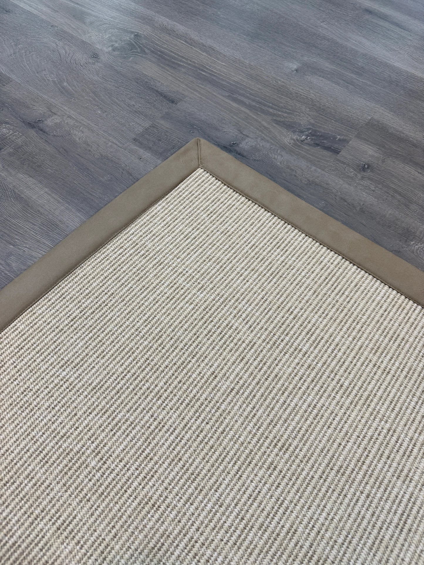 Himalaya Bej Deri Bordürlü 663 Krem Sisal Halı - El Yapımı, Dayanıklı, Modern Tasarım - HVHB33 - HALI VAGONU