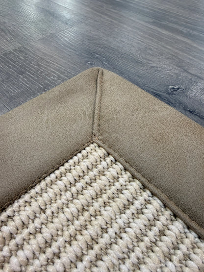 Himalaya Bej Deri Bordürlü 663 Krem Sisal Halı - El Yapımı, Dayanıklı, Modern Tasarım - HVHB33 - HALI VAGONU