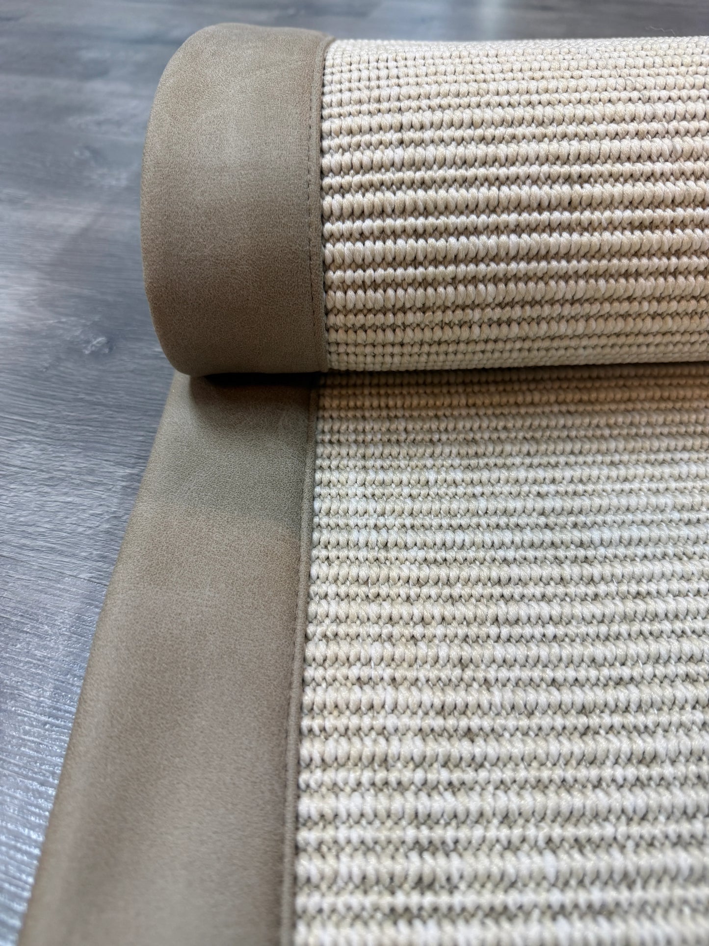 Himalaya Bej Deri Bordürlü 663 Krem Sisal Halı - El Yapımı, Dayanıklı, Modern Tasarım - HVHB33 - HALI VAGONU