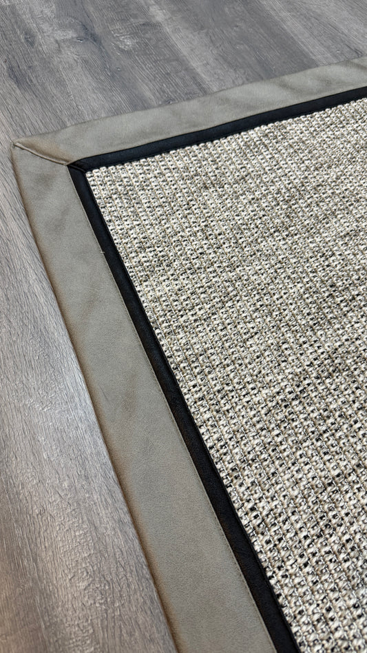 Himalaya 664 Gri Zemin - Vizon Antrasit Çift Renk Deri Bordürlü Sisal Halı - HVHB35