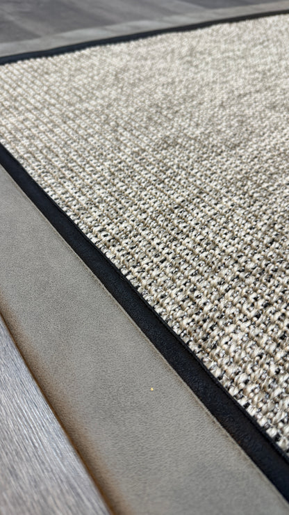 Himalaya 664 Gri Zemin - Vizon Antrasit Çift Renk Deri Bordürlü Sisal Halı - HVHB35