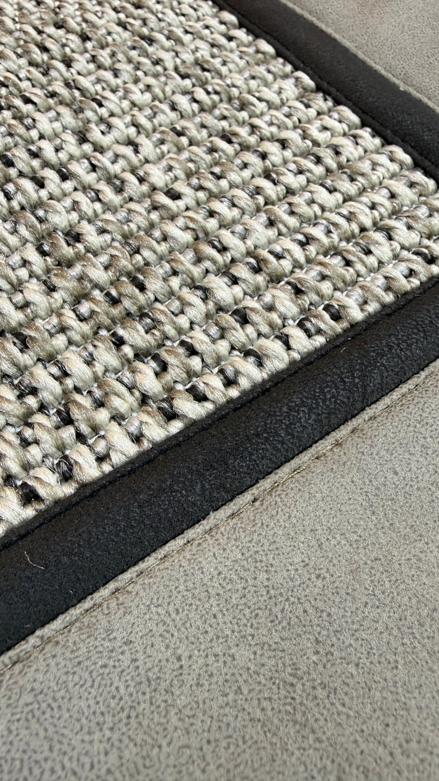 Himalaya 664 Gri Zemin - Vizon Antrasit Çift Renk Deri Bordürlü Sisal Halı - HVHB35