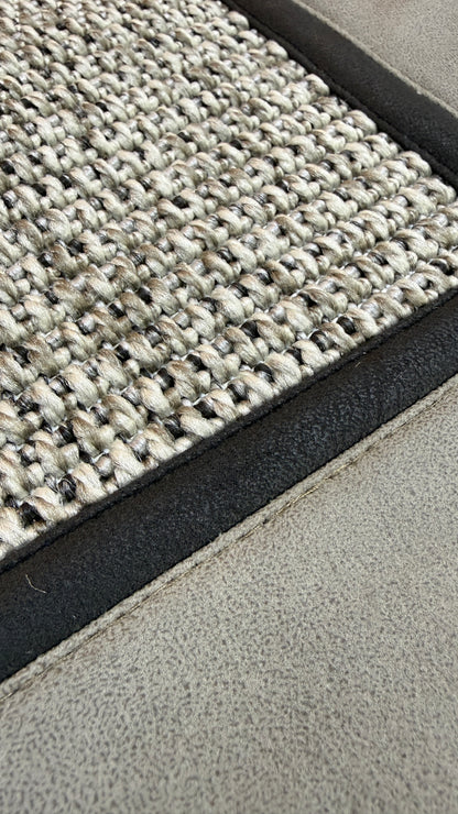 Himalaya 664 Gri Zemin - Vizon Antrasit Çift Renk Deri Bordürlü Sisal Halı - HVHB35