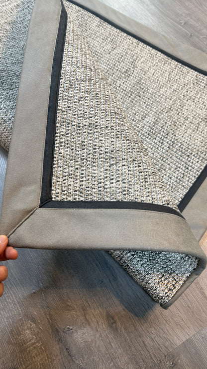 Himalaya 664 Gri Zemin - Vizon Antrasit Çift Renk Deri Bordürlü Sisal Halı - HVHB35