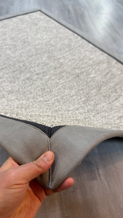 Himalaya 664 Gri Zemin - Vizon Antrasit Çift Renk Deri Bordürlü Sisal Halı - HVHB35