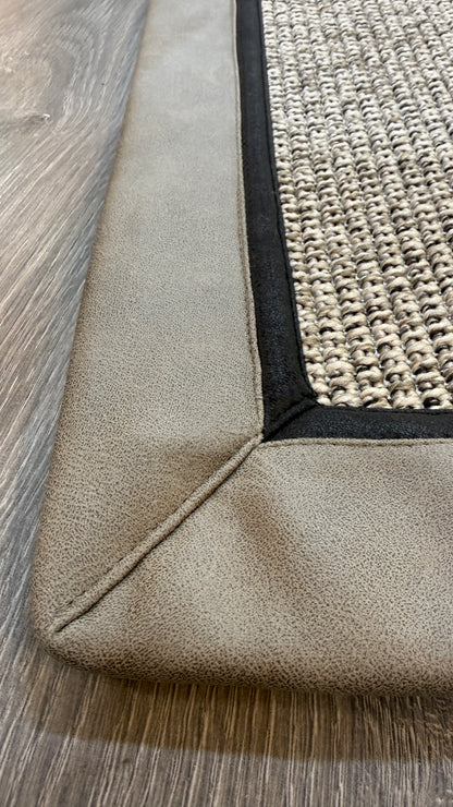 Himalaya 664 Gri Zemin - Vizon Antrasit Çift Renk Deri Bordürlü Sisal Halı - HVHB35