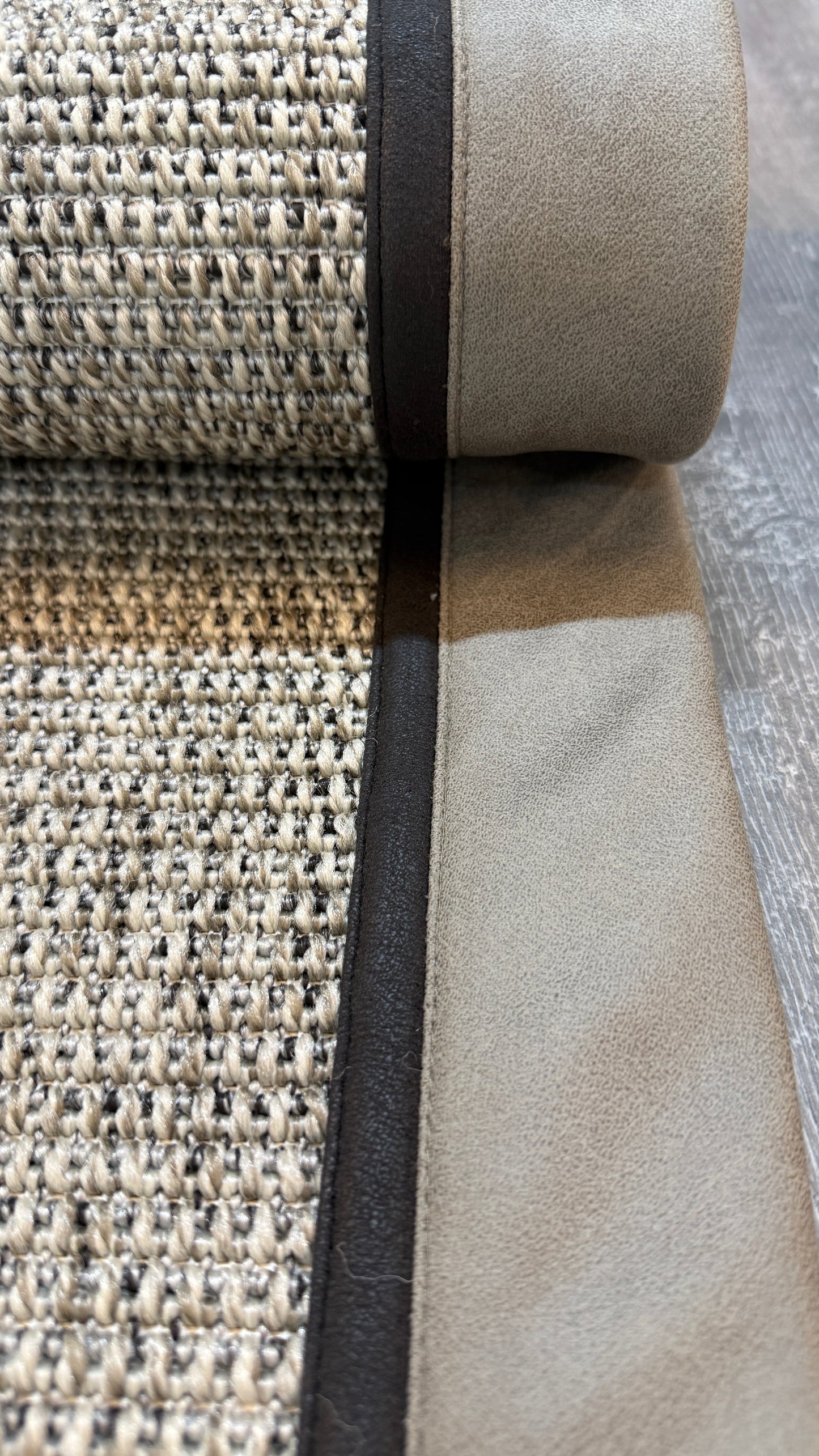 Himalaya 664 Gri Zemin - Vizon Antrasit Çift Renk Deri Bordürlü Sisal Halı - HVHB35