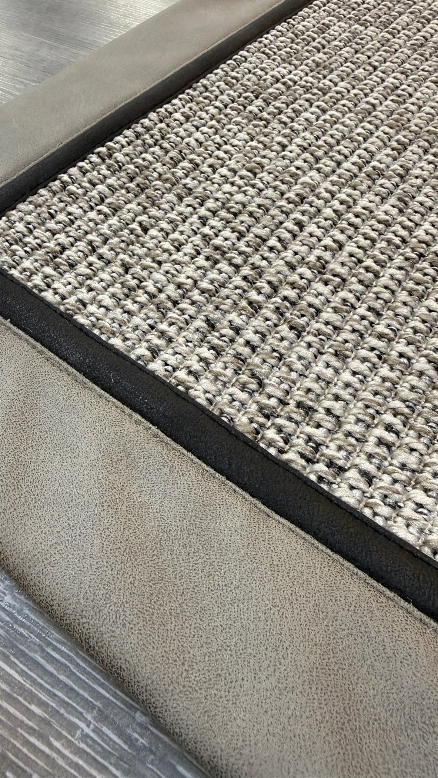 Himalaya 664 Gri Zemin - Vizon Antrasit Çift Renk Deri Bordürlü Sisal Halı - HVHB35