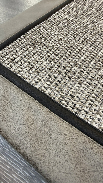 Himalaya 664 Gri Zemin - Vizon Antrasit Çift Renk Deri Bordürlü Sisal Halı - HVHB35