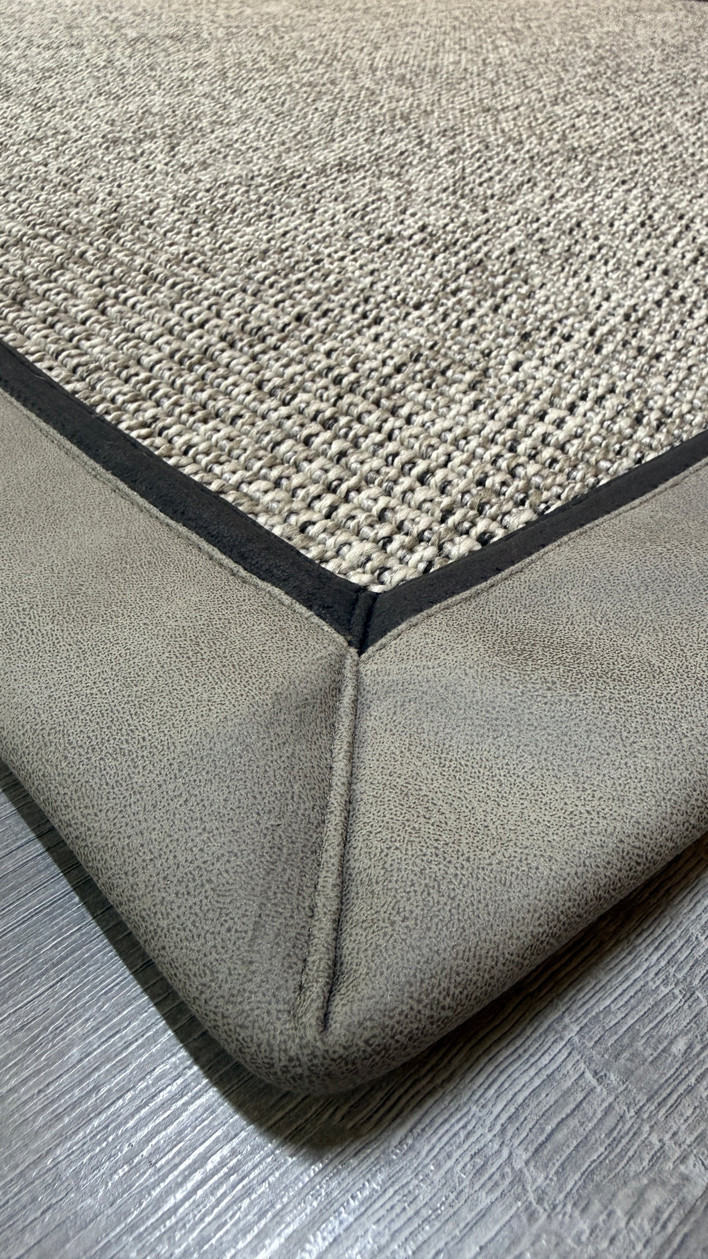 Himalaya 664 Gri Zemin - Vizon Antrasit Çift Renk Deri Bordürlü Sisal Halı - HVHB35