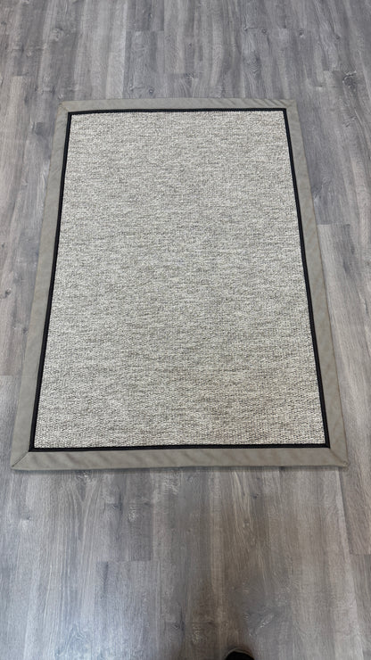 Himalaya 664 Gri Zemin - Vizon Antrasit Çift Renk Deri Bordürlü Sisal Halı - HVHB35