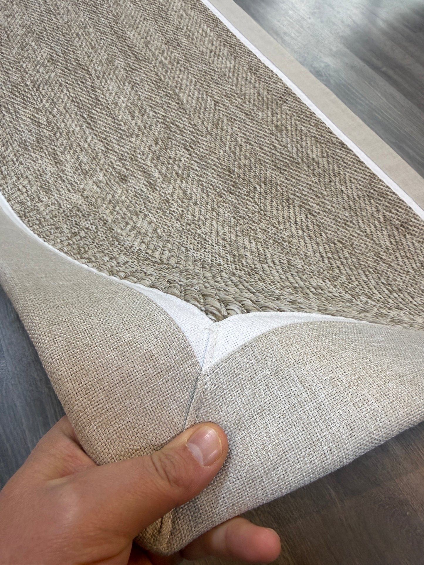 Himalaya 660 Çakıl Zemin - Bej Beyaz Çift Renk Kumaş Bordürlü Sisal Halı - HVHB36