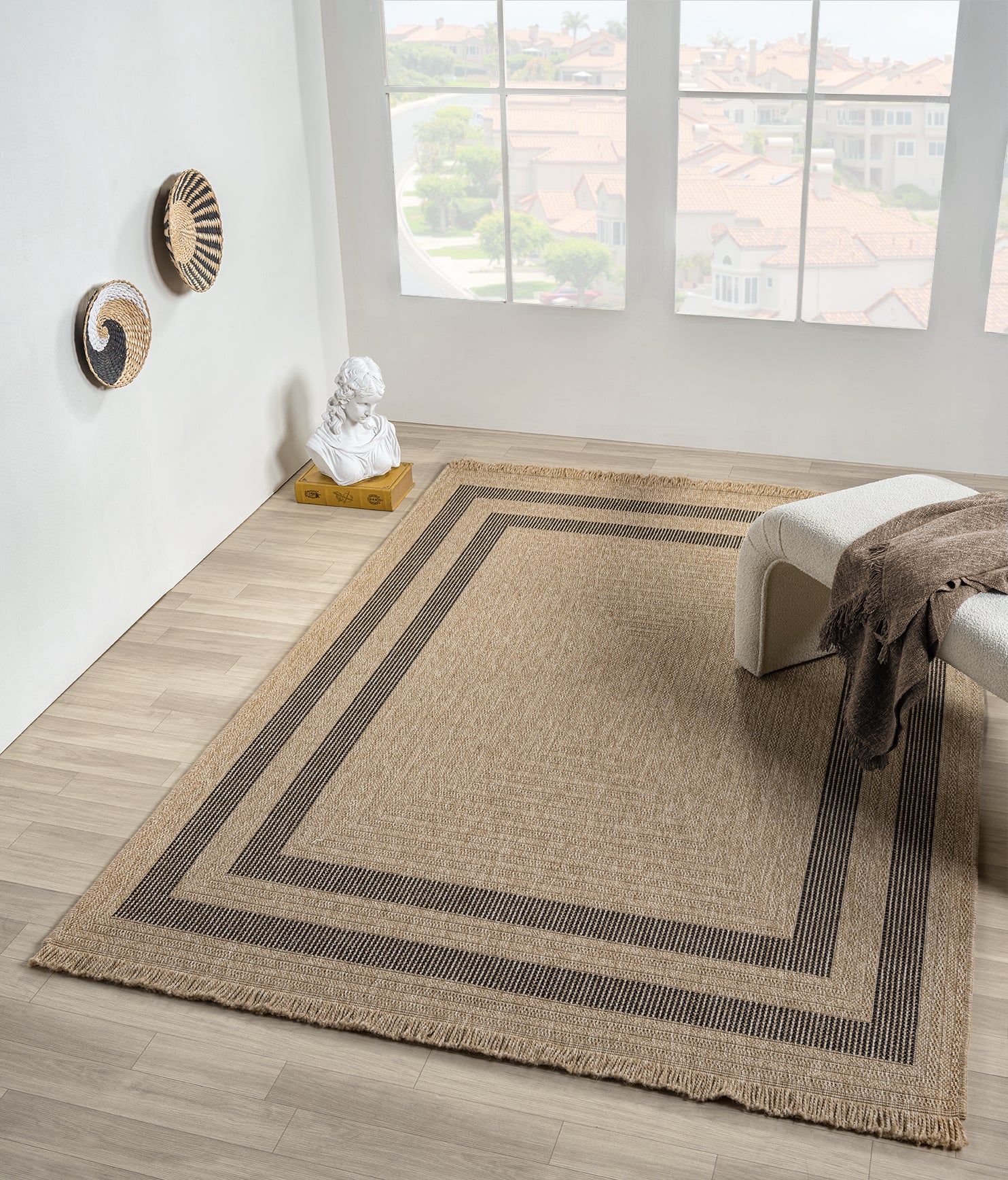 Halı Vagonu Botswana 668 Siyah Sisal Halı - Polipropilen ve polyester malzemeden üretilmiş, modern görünümüyle dikkat çeken sisal halı.