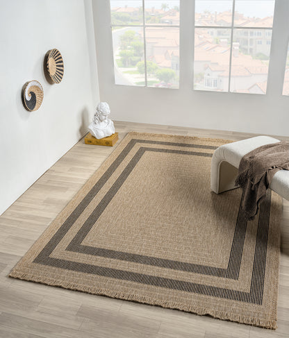 Halı Vagonu Botswana 668 Siyah Sisal Halı - Polipropilen ve polyester malzemeden üretilmiş, modern görünümüyle dikkat çeken sisal halı.