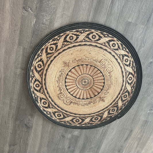 80cm Yuvarlak Çift Taraflı Jüt Görünümlü Örgü Halı