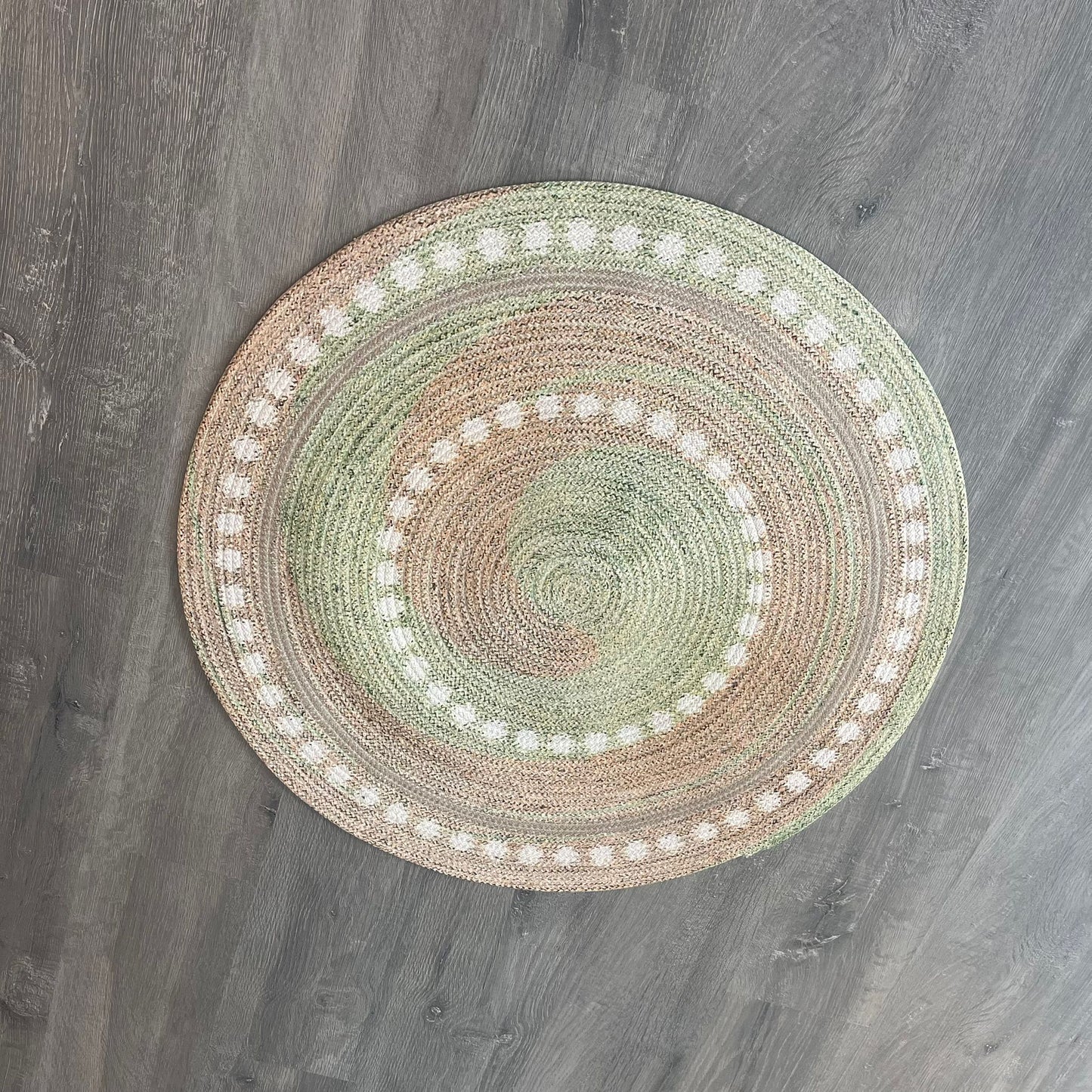 80cm Yuvarlak Çift Taraflı Jüt Görünümlü Örgü Halı