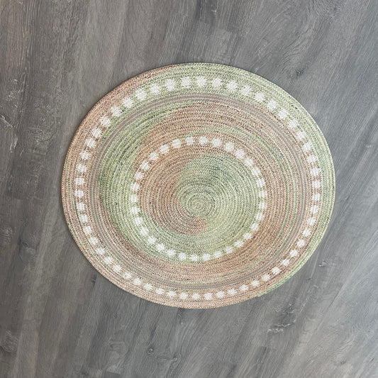 80cm Yuvarlak Çift Taraflı Jüt Görünümlü Örgü Halı