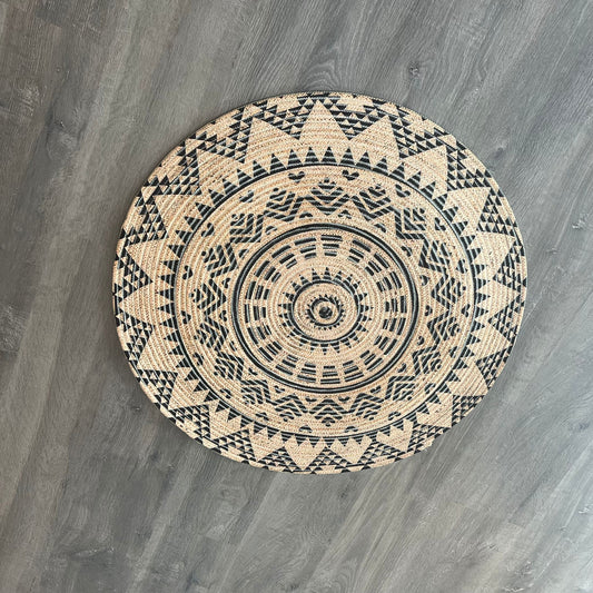 80cm Yuvarlak Çift Taraflı Jüt Görünümlü Örgü Halı